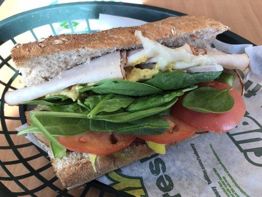 Turkey Reuben and lots of spinach.