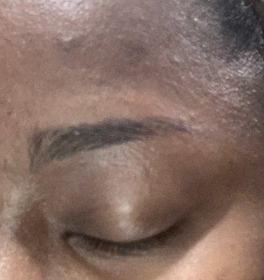 This is how the guy did my eyebrows. The tail of my brow is gone