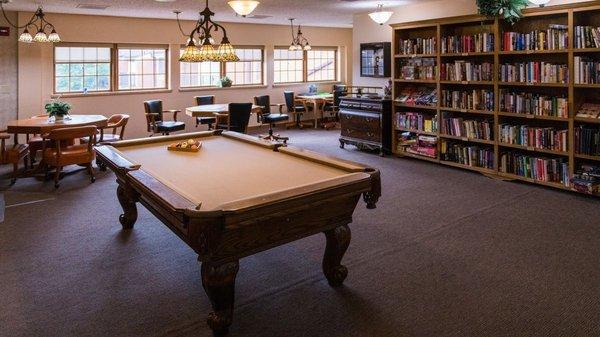 Pool Table & Library at Kingston Residence of Marion