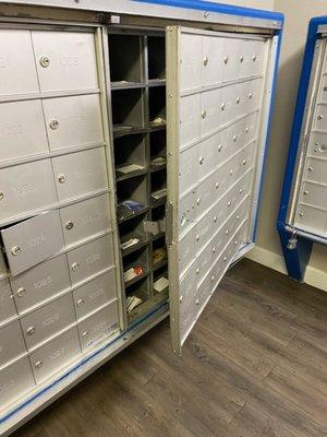 Mail boxes in mail room