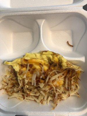 Ham and cheese omelet with hash browns