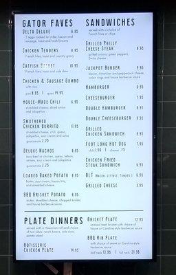 Menu as of 05.31.2018