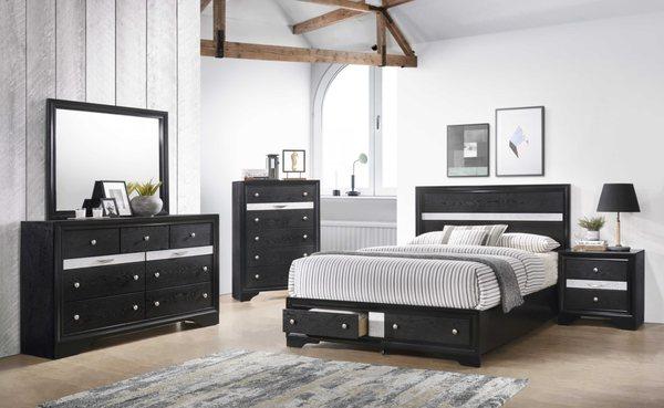 Naima Black Storage Bedroom Collection