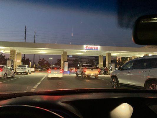 Another view of the Costco gas pumps in Huntington Beach