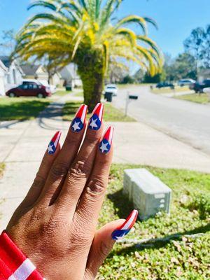 PUERTORICAN FLAG ON THE LEFT HAND