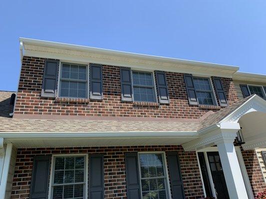 Replaced crown moulding and shutters