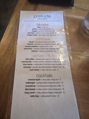 Drink menu