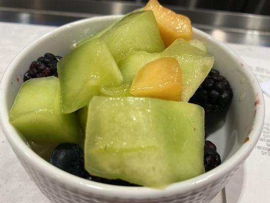 Fruit bowl and Diet Coke-all this short layover will allow