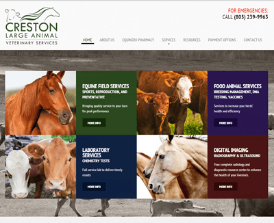 Creston Large Animal Veterinary Services Custom Website