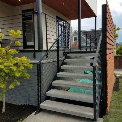 Modern exterior handrails and guardrails.