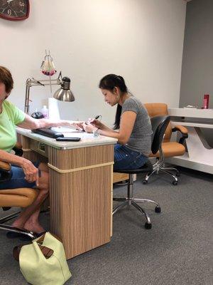 Cindy working on nails