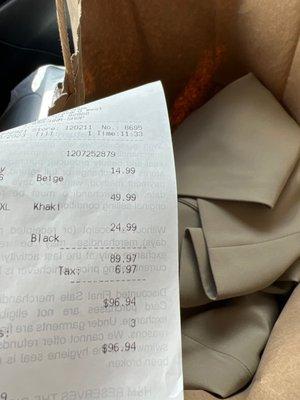 My receipt and purchase.