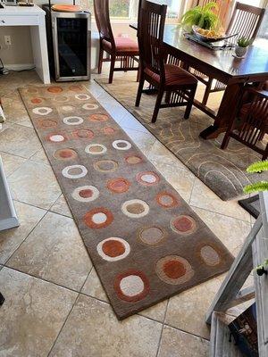 Another area rug drying in dining area - quickly dry and so nicely cleaned!