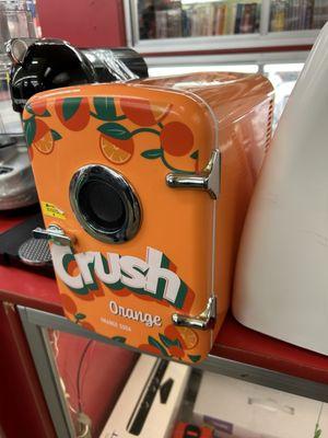 Portable Orange Crush mini fridge AND Bluetooth speaker! Who knew?!?!