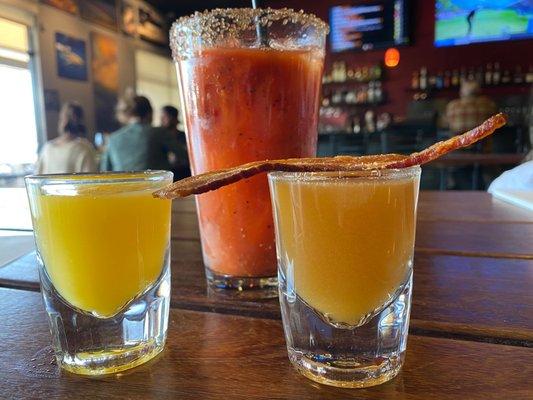 Breakfast shot and Bloody Mary