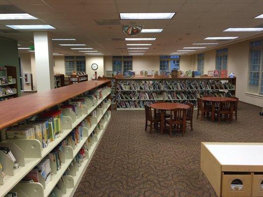 Lower book shelves and child-size tables