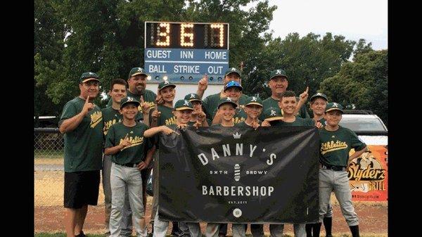 The Athletics little league baseball local team from Chico Sponsored by Danny's Barbershop 2017