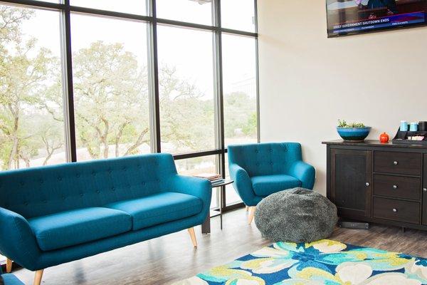 Waiting area at Boulder Canyon Family Dentistry in Austin