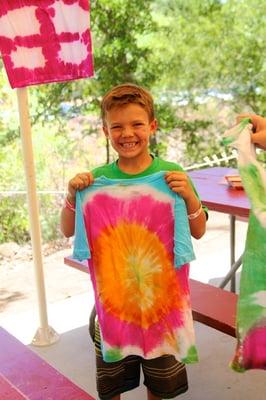 Tie-dying during our BLAST FROM THE PAST WEEK!