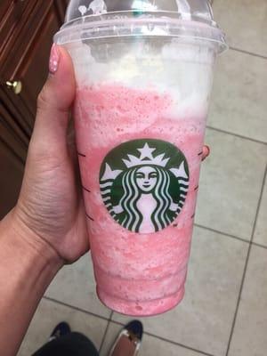 Vanilla bean frap w 2 pump of raspberry. Aka "cotton candy"