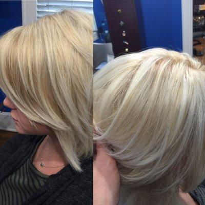 Erika gave our receptionist Ruby a nice platinum blonde for the summer!