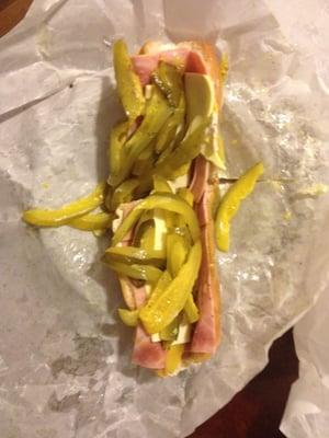 This is there Ham and cheese Italian ( with fists full of pickles)