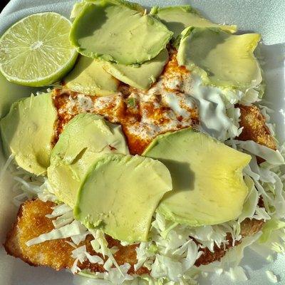 Fish tacos with avocado    @hybrideater