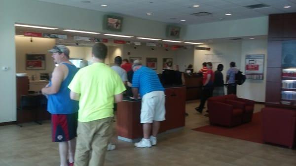 This is the line I had to wait in at 330 in the afternoon with one teller working