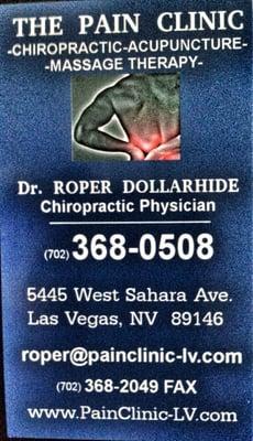 The Pain Clinic LV--Dr. Dollarhide business card