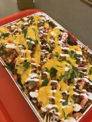 3 meat nacho plate