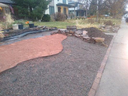 Base of xeriscape garden