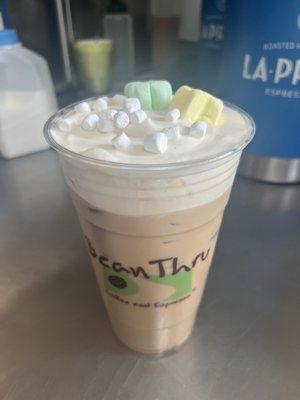 Lucky Charms cold foam iced latte!