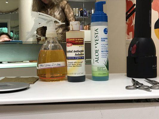 Spray bottle and hospital sterilizing solution and aloe