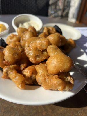 Fresh hand-battered mushrooms crispy golden fried to perfection