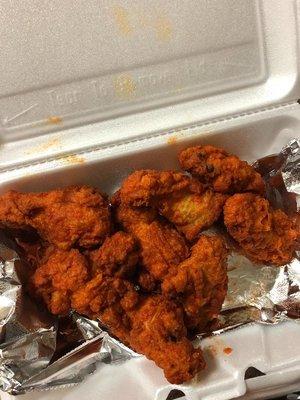 The hot and spicy wings were not too spicy.