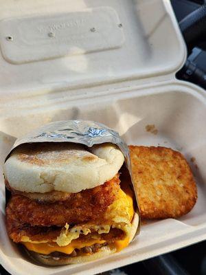 Sausage VcMuffin and a hash brown