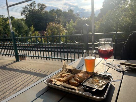 Perfect evening for Beer, Wine and Artichoke Dip watching the sunset.