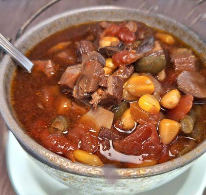 HOT Steak and Mushrooms Soup served in metal bowl $11.00