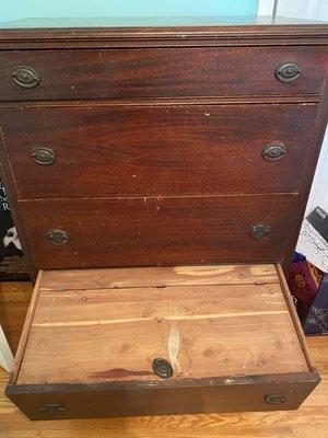 Chest of drawers with cedar chest at bottom