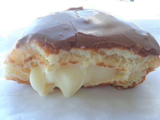 Inside my Custard Filled Chocolate donut.   Yummy!