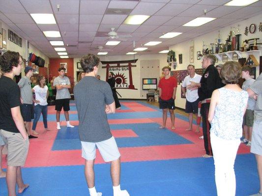 Teaching a self defense class for a charity organization