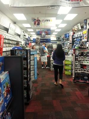 Medium sized location. At Gamestop, its all about their selection of used games, and here its pretty good. Friendly staff.