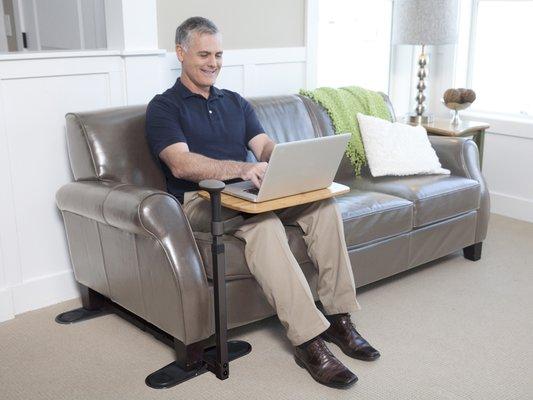 Omni Tray - perfect for laptop use and reading. Convenient swivel design to fit in any location.