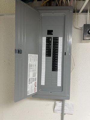 New breaker panel that was installed.