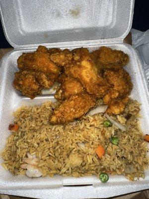 Fried chicken wings & shrimp fried rice