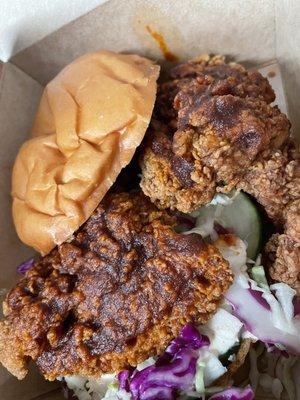 Fried Chicken Sandwich w/ hot sauce