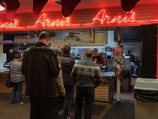 A busy counter on Christmas Eve, thanks to the staff for working on a busy night.