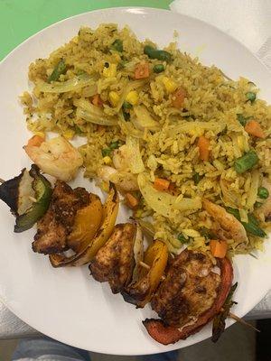 Bebere Chicken Skewer and Chicken Fried Rice