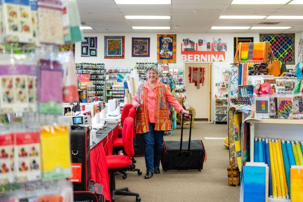 Judy Gula, owner of Artistic Artifacts, welcomes you to the shop!   An Authorized BERNINA dealer and service center.