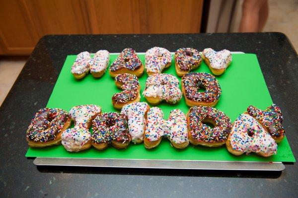 This is the awesome donut cake they created for my son's 3rd birthday!